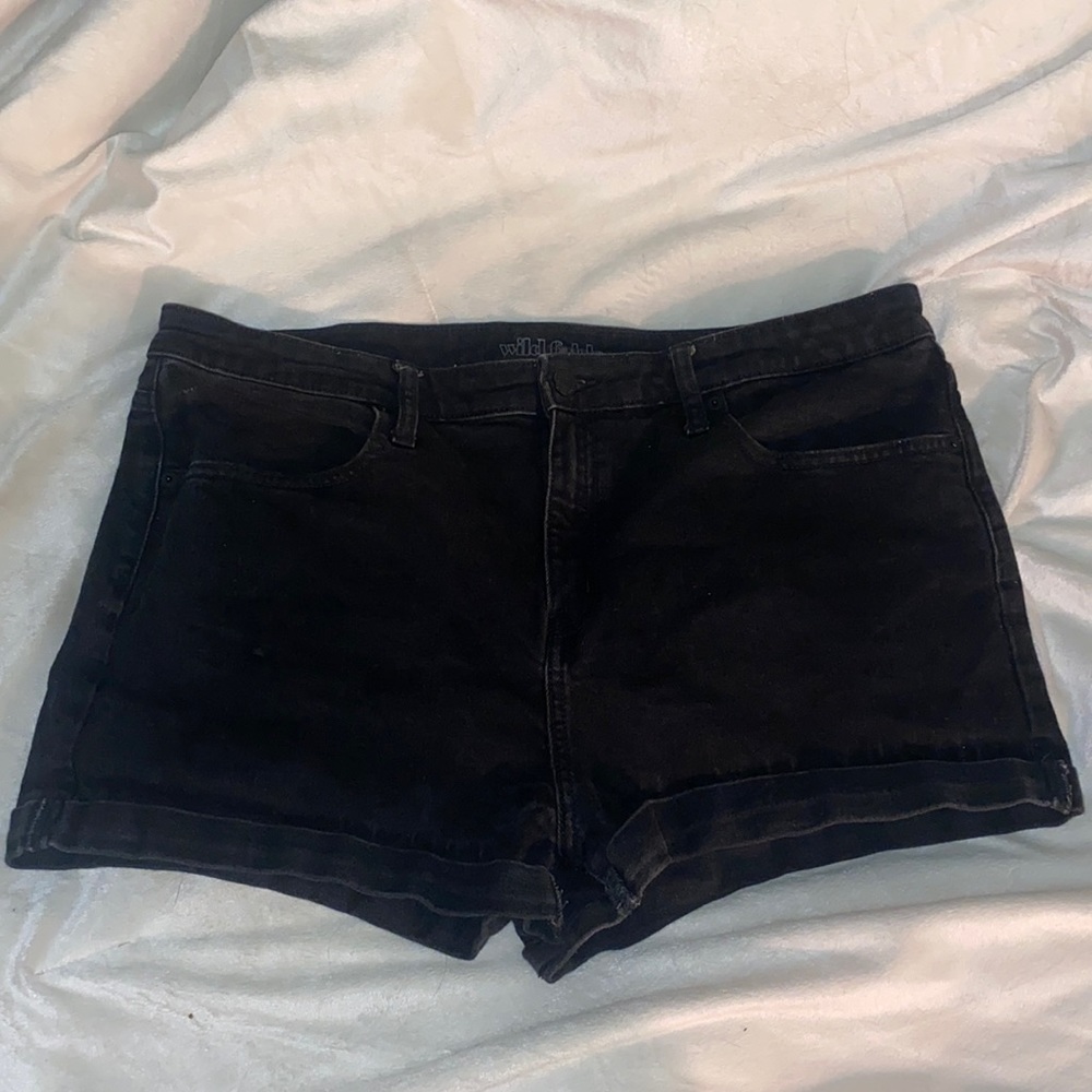 Black denim shorts